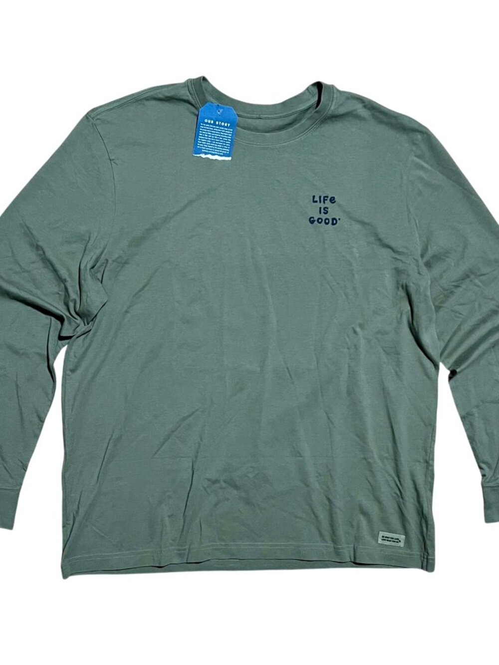 Life is Good Jake & Rocket Graphic Long Sleeve Green Shirt, Men's XL